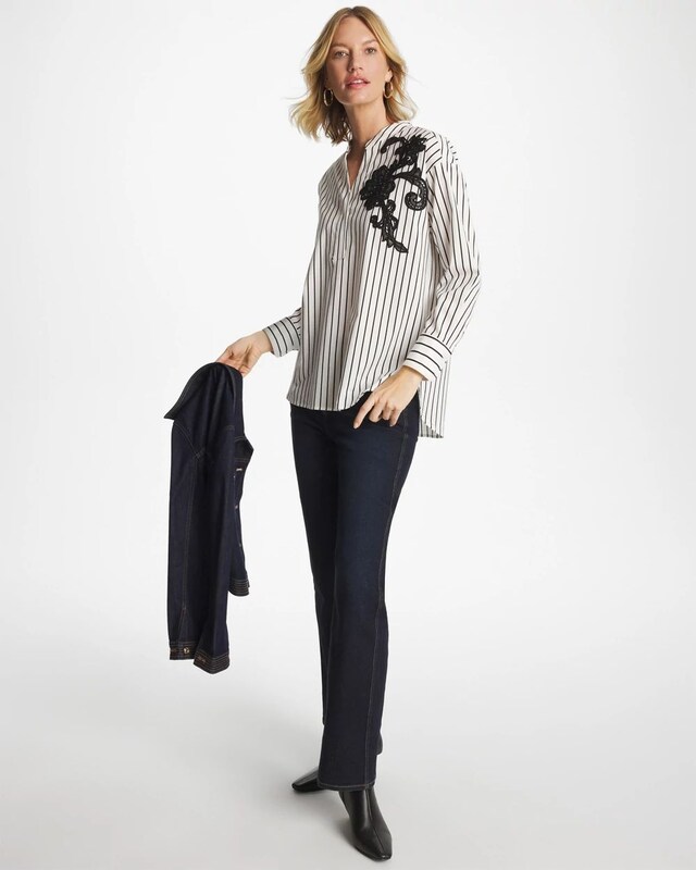 Striped Poplin Applique Tunic - image 3